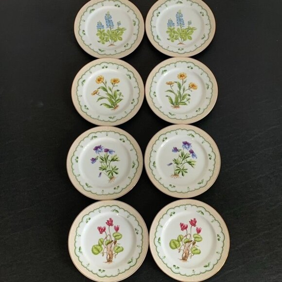 Georges Briard Other - Set of 8 Vintage Georges Briard Salad/Dessert Plates Floral Flower Gold Trim